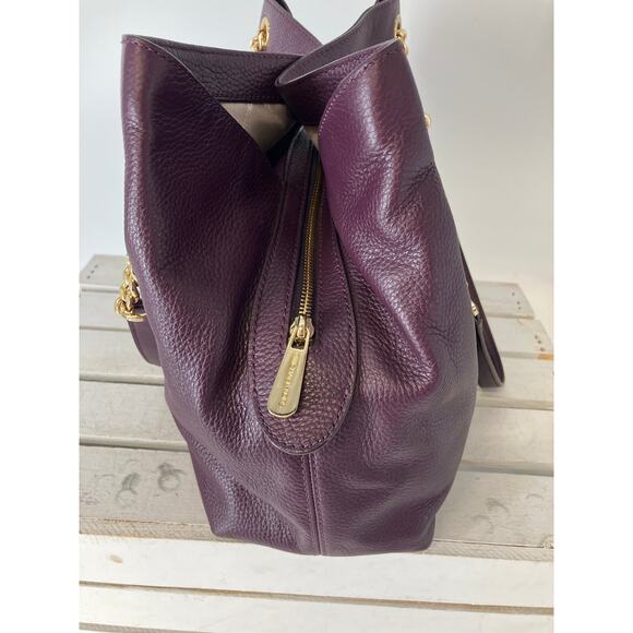 MICHAEL KORS LARGE DARK PURPLE PEBBLED LEATHER SHOULDER BAG - Picture 2 of 16